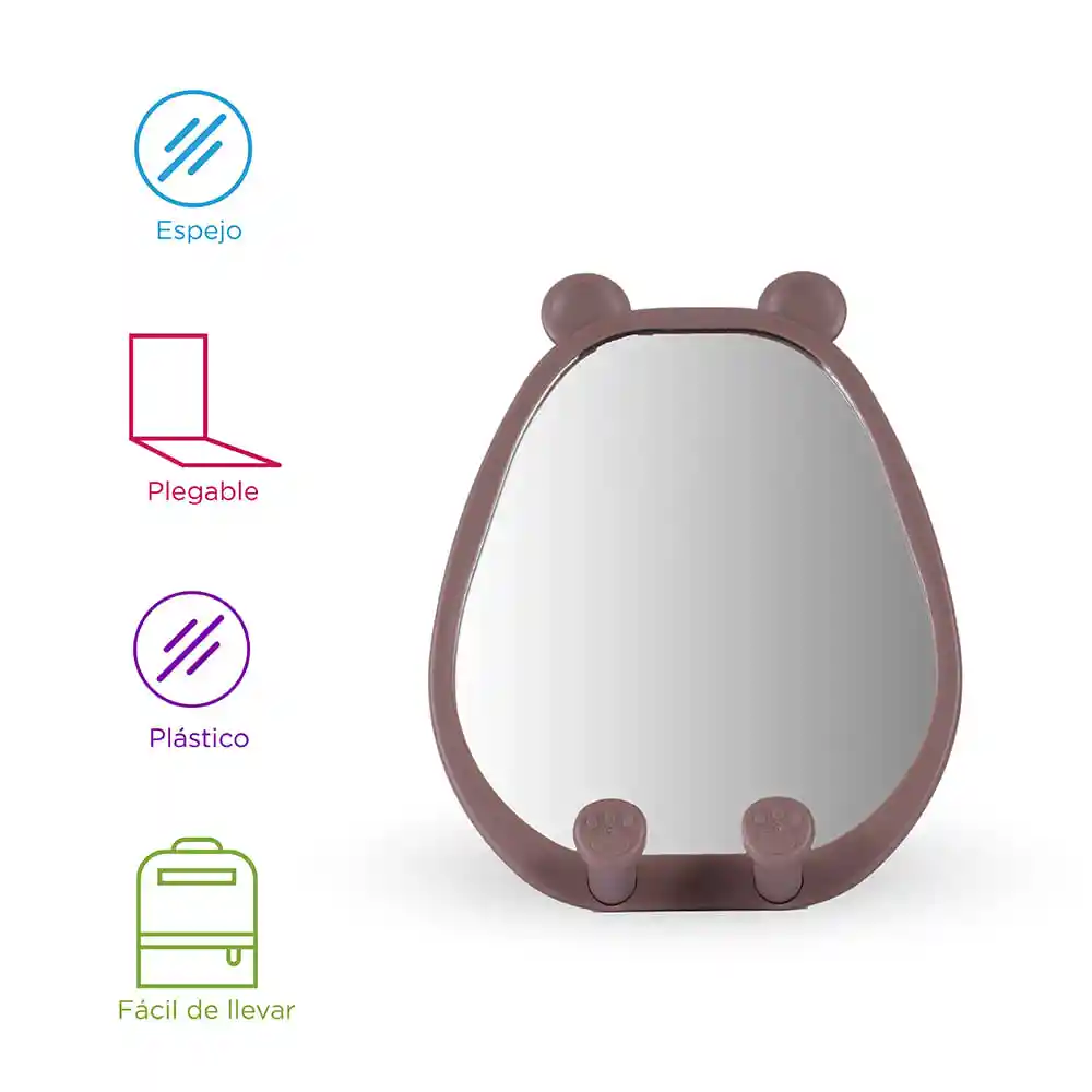 Espejo Tocador Lovely Bear Soporte Para Teléfono Marron Miniso