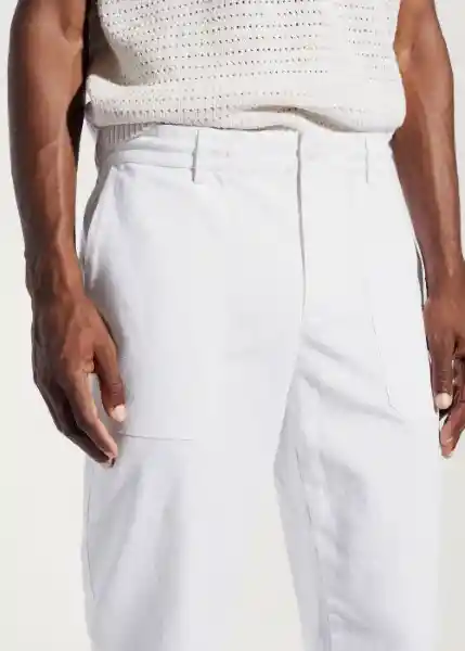 Pantalón Conca Blanco Talla 42 Hombre Mango