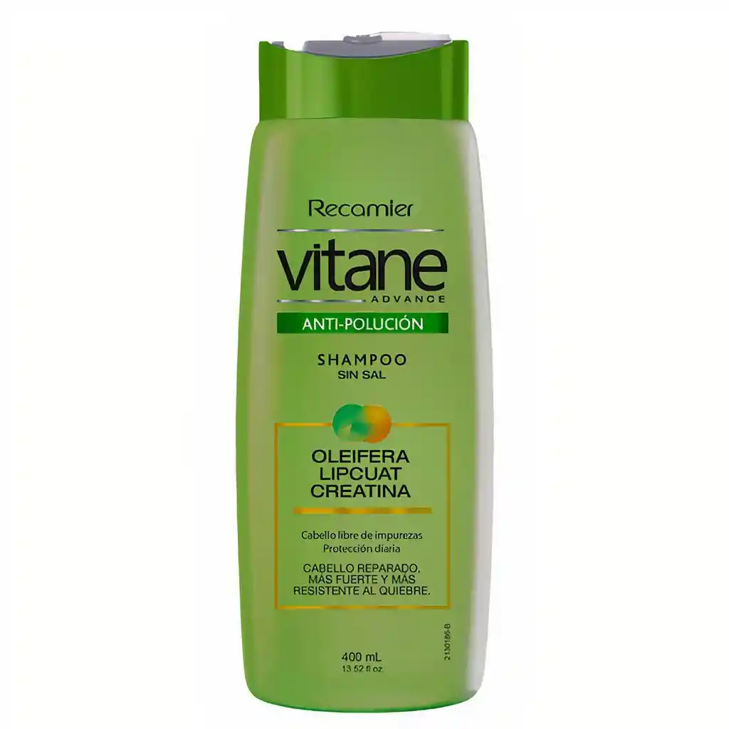 Vitane Shampoo Anti-Polución sin Sal Oleifera Lipcuat Creatina