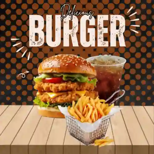 Burguer Doble Pollo Crispy + Papas + Tè