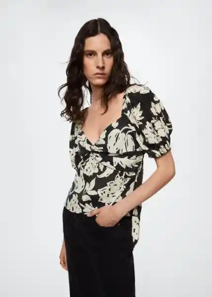 Blusa Lorena Negro Talla 24 Mujer Mango