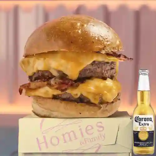 Combo Colby Jack Burger + Corona 350 ml
