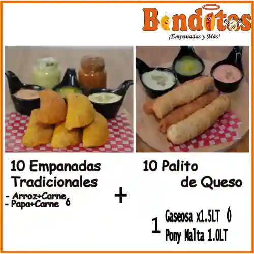 Combo10 Empanada + Palito de Queso + Bebida