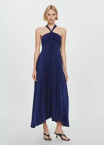 Vestido Anís Azul Noche Talla S Mujer Mango