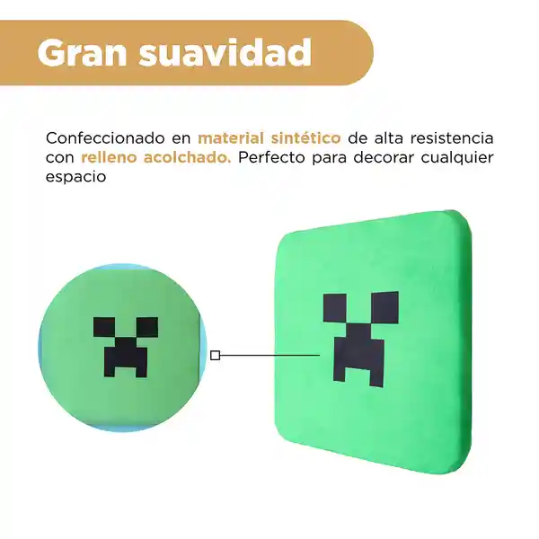 Cojín Para Asiento Cuadrada Creeper Serie Minecraft Verde Miniso