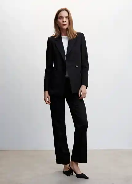 Blazer Americana Greta Negro Talla 24 Mujer Mango