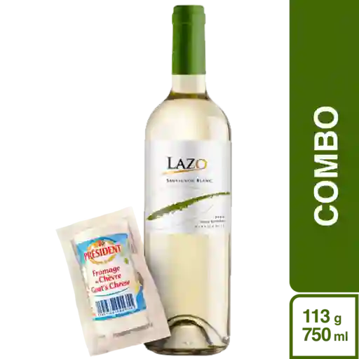 Combo Lazo Blanco Sauvignon Blanc + Président Queso de Cabra