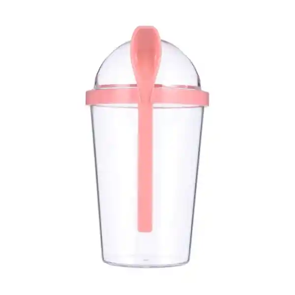 Vaso Plástico Para Ensalada Mediano Rosado Miniso