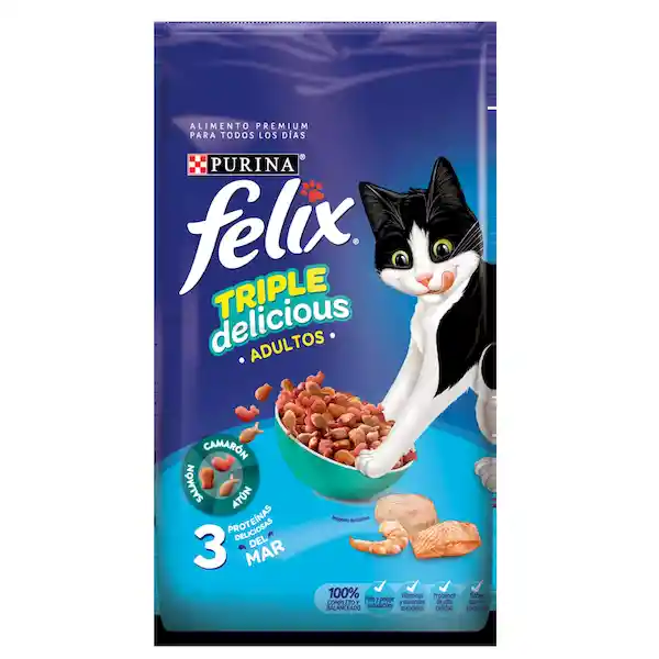 Felix Alimento Para Gato Adulto Triple Delicious Mar 1.5 Kg