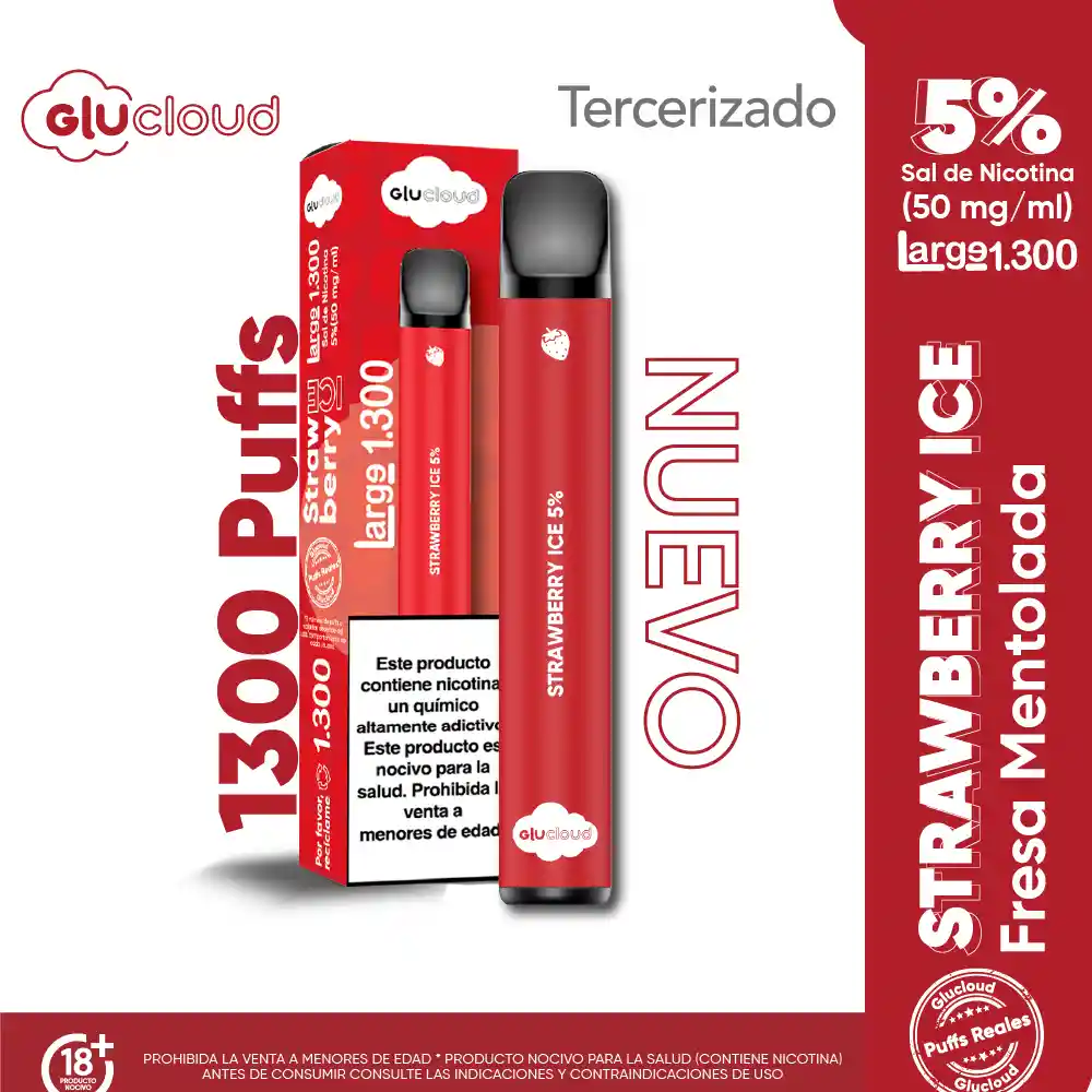 Glucloud Vapeador Strawberry Ice Large 1300