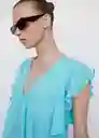 Blusa Sandro Azul Talla S Mujer Mango