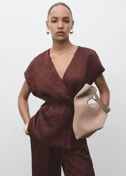 Chaleco Flor Chocolate Talla S Mujer Mango
