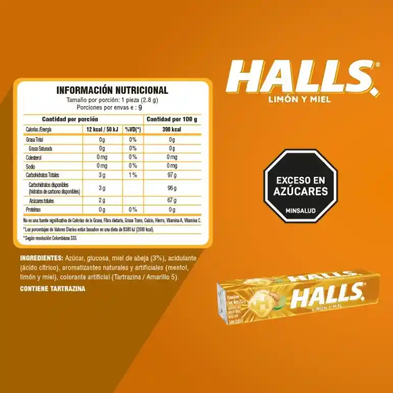 Halls Caramelo Miel y Limón