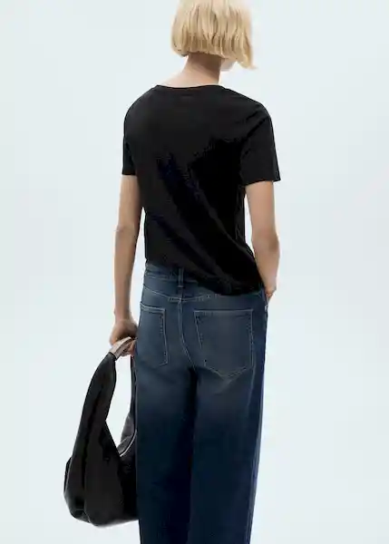 Camiseta Chalapi Negro Talla XS Mujer Mango