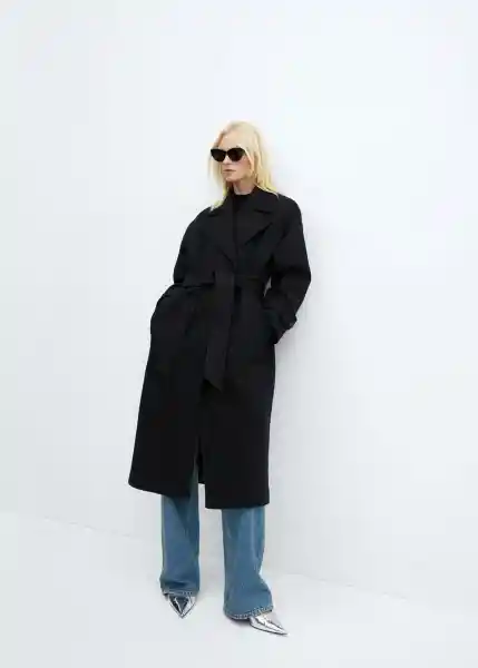 Abrigo Traviata Negro Talla 24 Mujer Mango