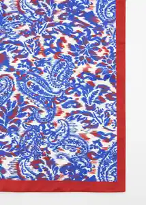 Pañuelo Cachemir Azul Talla 99 Mujer Mango