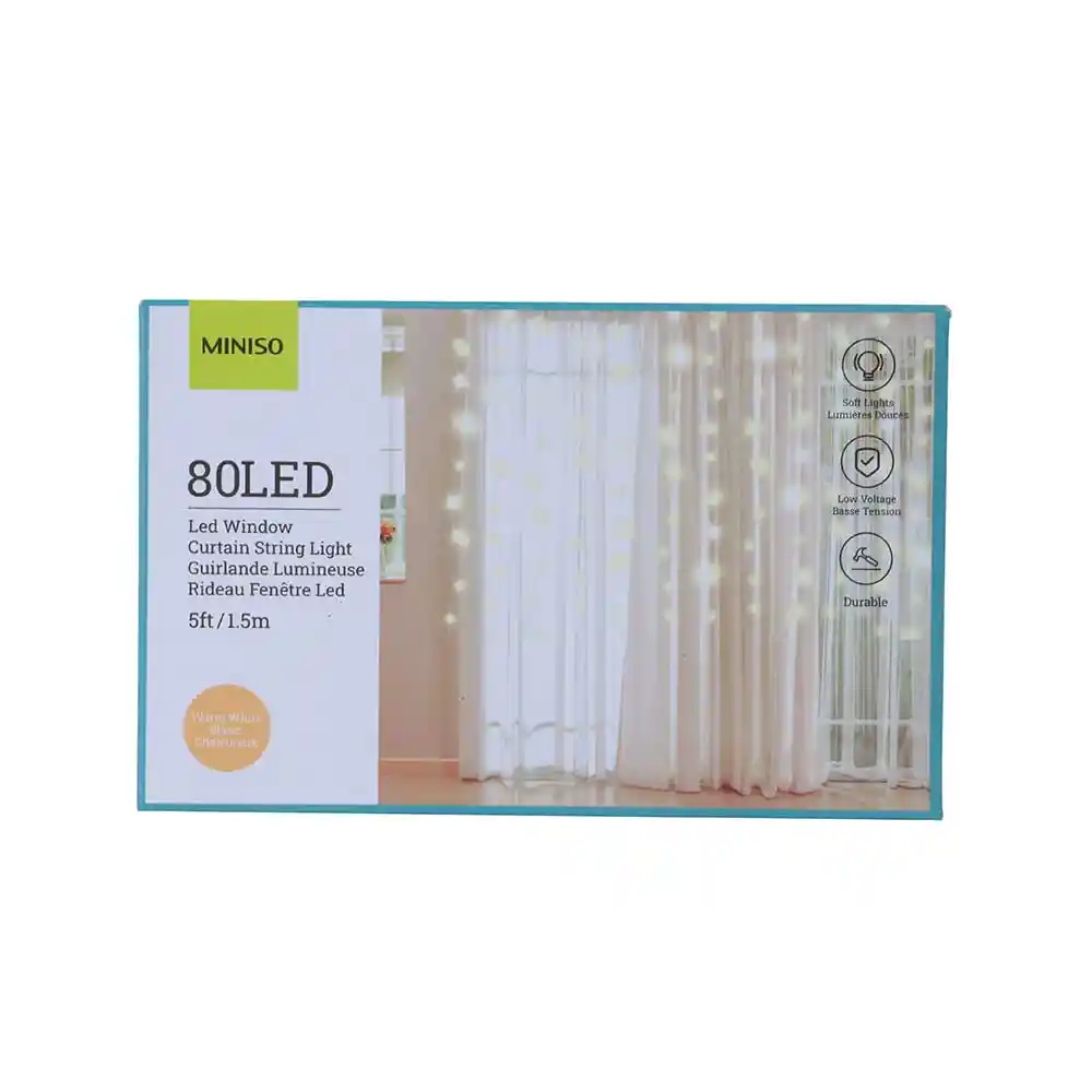 Luz Led para Cortina Blanco Cálido 1.5 m/5Ft 80 Ledcl05 Miniso