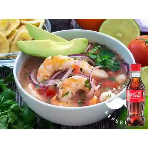 Combo Ceviche de Camarón 16 Oz. + Cocacola Orig 250 ml