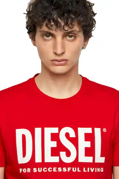 Diesel Camiseta Para Hombre T-Diegos-Ecologo Rojo Talla L