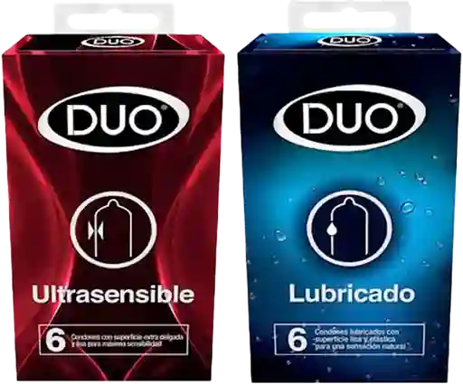 Combo Condones DUO Lubricado x 6 y DUO Ultrasensible x 6