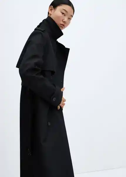 Abrigo Trench Chicago Negro Talla M Mujer Mango
