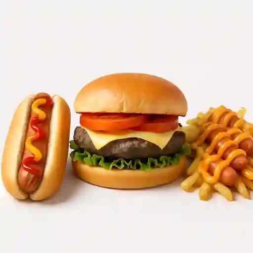 Combo Perro, Salchipapa y Hamburguesa 