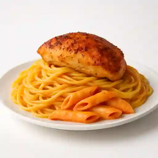Espaguetis con Pollo Asado