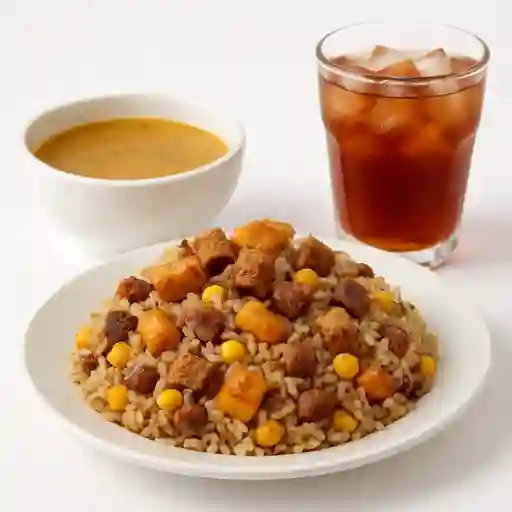 Arroz Paisa con Sopa y Bebida