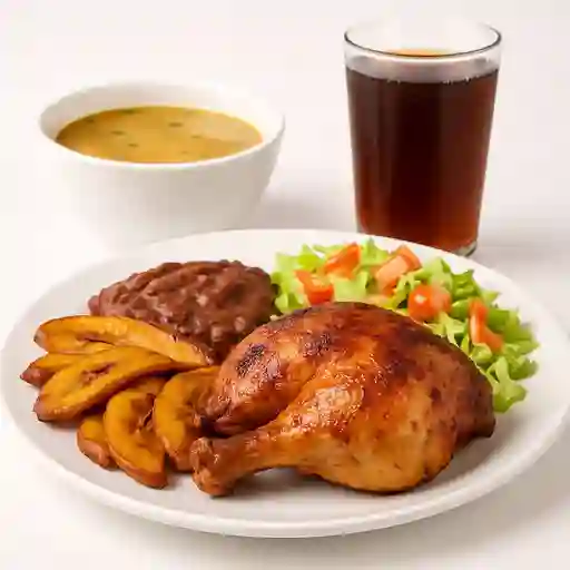 Pollo Al Horno con Sopa y Bebida