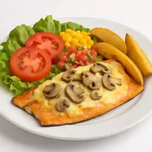 Trucha con Queso y Champiñones