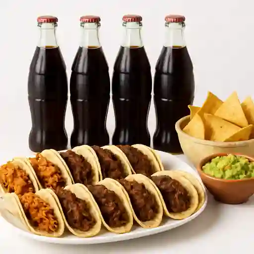 4tacos + 4gaseosas +totopos De Guacamole