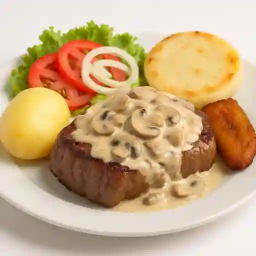 Churrasco en Salsa de Champiñones