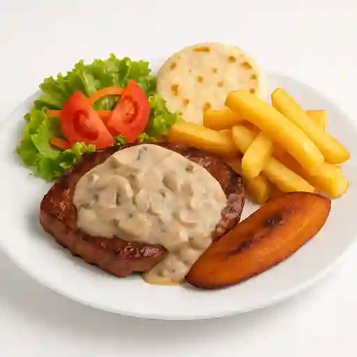 Punta de Anca en Salsa Champiñones