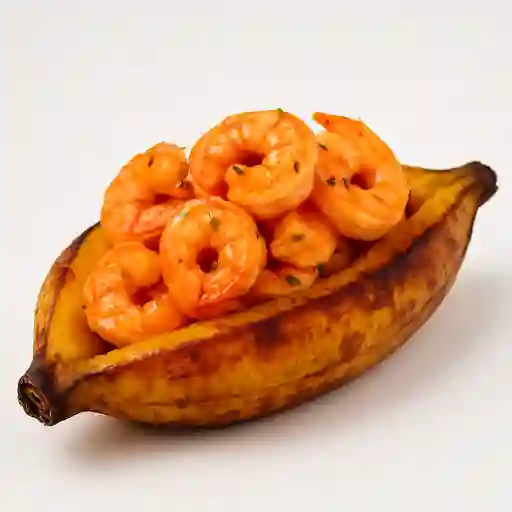 Platano Asado con Camarones
