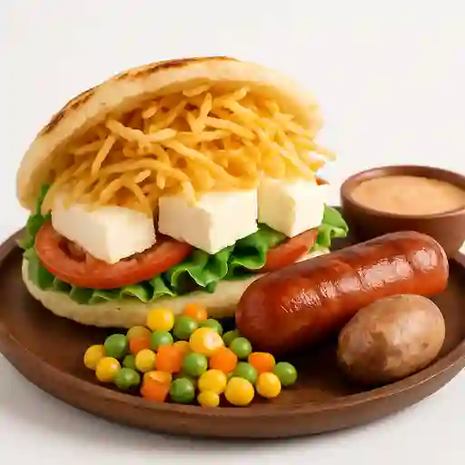 Arepa con Chorizo y Butifarra