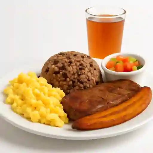 Calentado con Huevos Revueltos y Carne