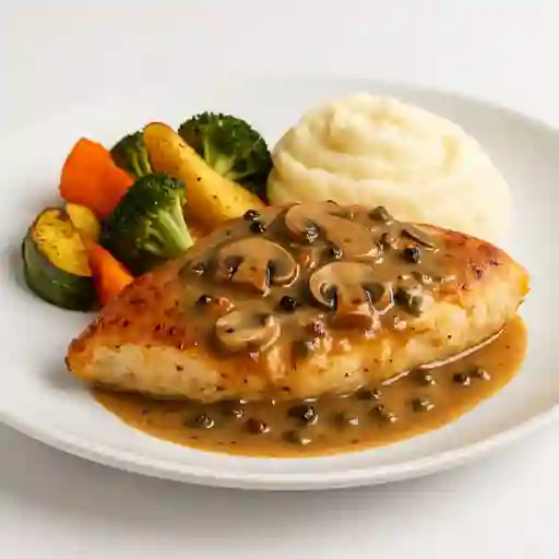 Suprema de Pollo a la Pimientas y Hongos