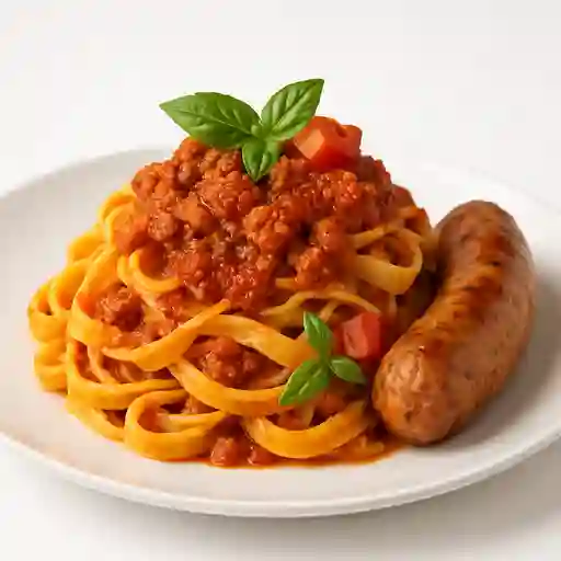 Pasta a la Boloñesa y Salchicha Italiana