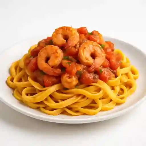 Pasta en Salsa de Camarones y Tomates