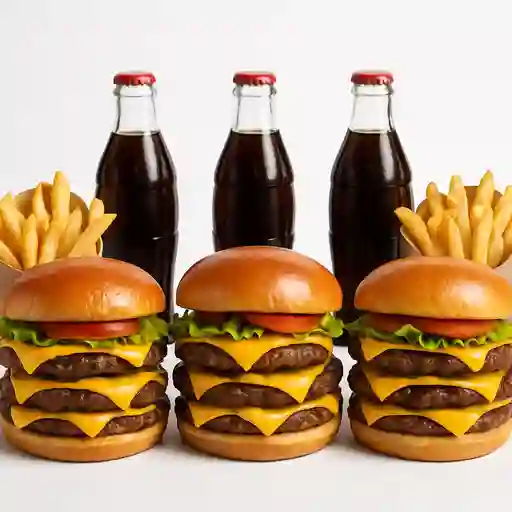 Combo X 3 Hamburguesas Doble Carne