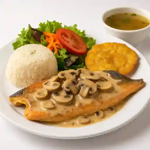 Trucha en Salsa de Champiñones