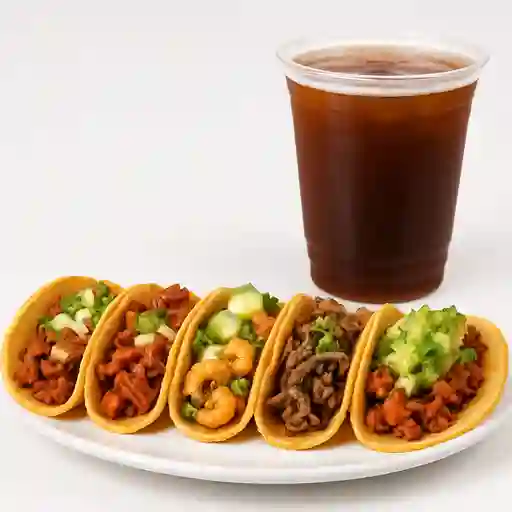 Combo X5 Tacos + 1 Agua Fresca