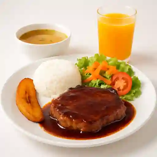 Almuerzo de Chuleta de Cerdo en Ciruela