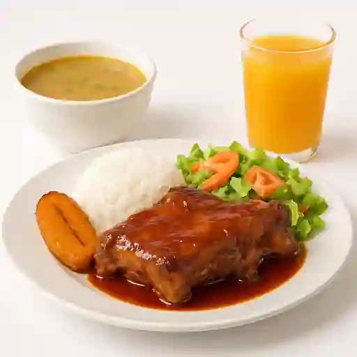Almuerzo de Costilla Cerdo en Salsa Miel