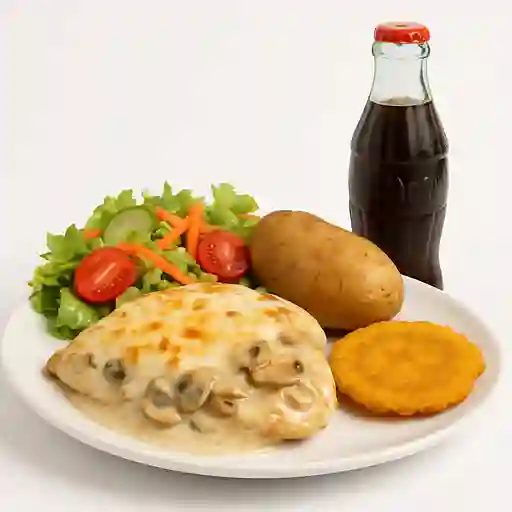 Pechuga Gratinada con Champiñón