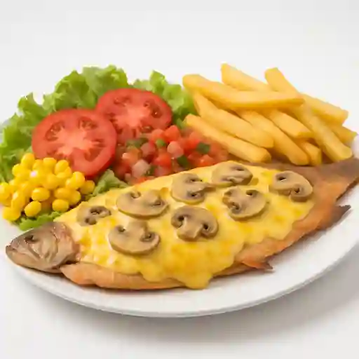 Trucha con Queso y Champiñones