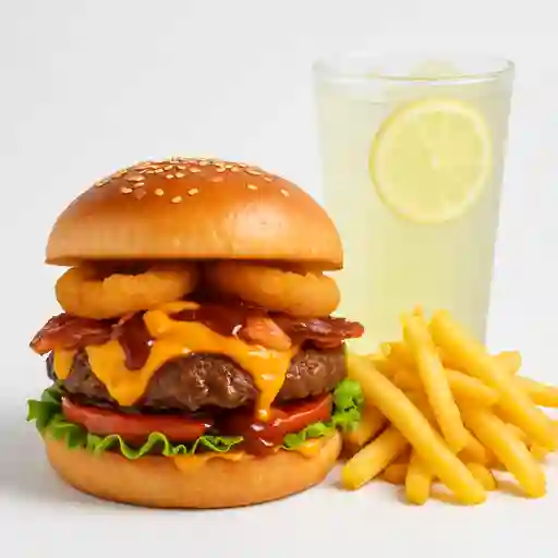 Combo Jucy Lucy 100Gr + Papas y Limonada