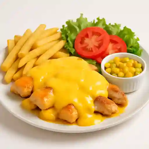 Pollo y Cerdo Bañados en Queso