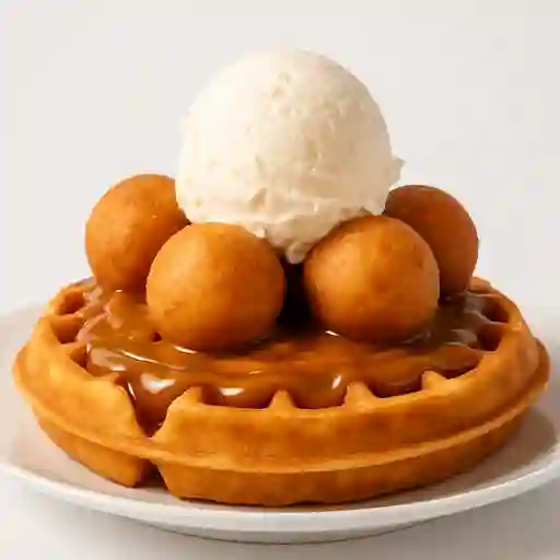 Wafle de Buñuelo Arequipe y Helado