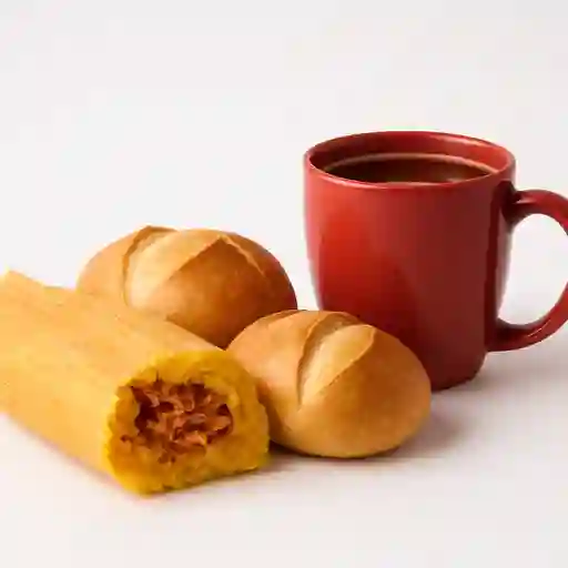 Tamal, Pan, Bebida Caliente